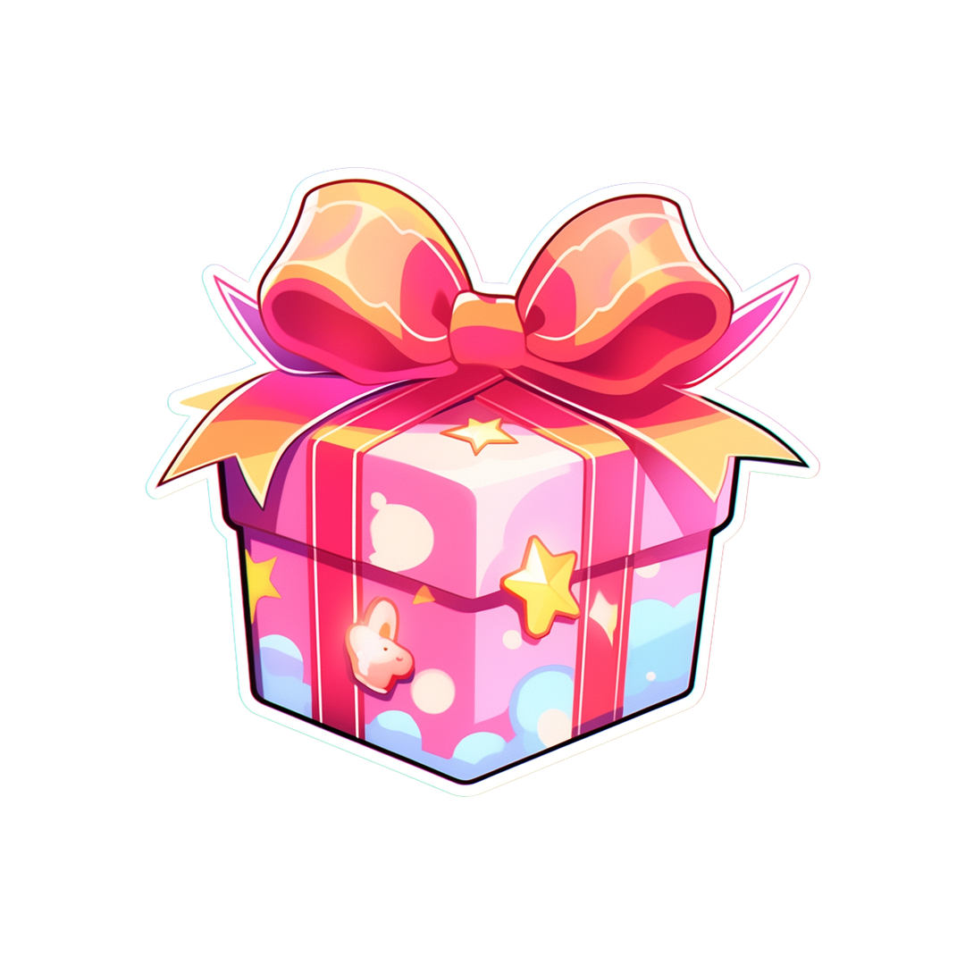 aesthetic pink wrapped gift sticker