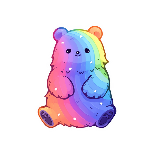 aesthetic rainbow bear sticker