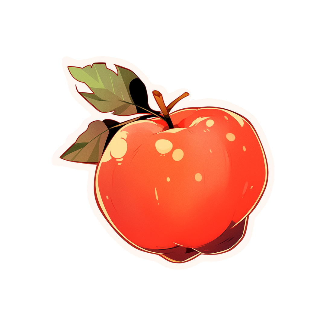 aesthetic red apple with leaves sticker