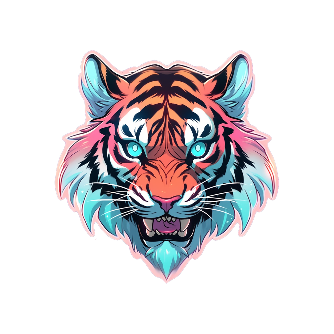 aesthetic tiger head pastel sticker