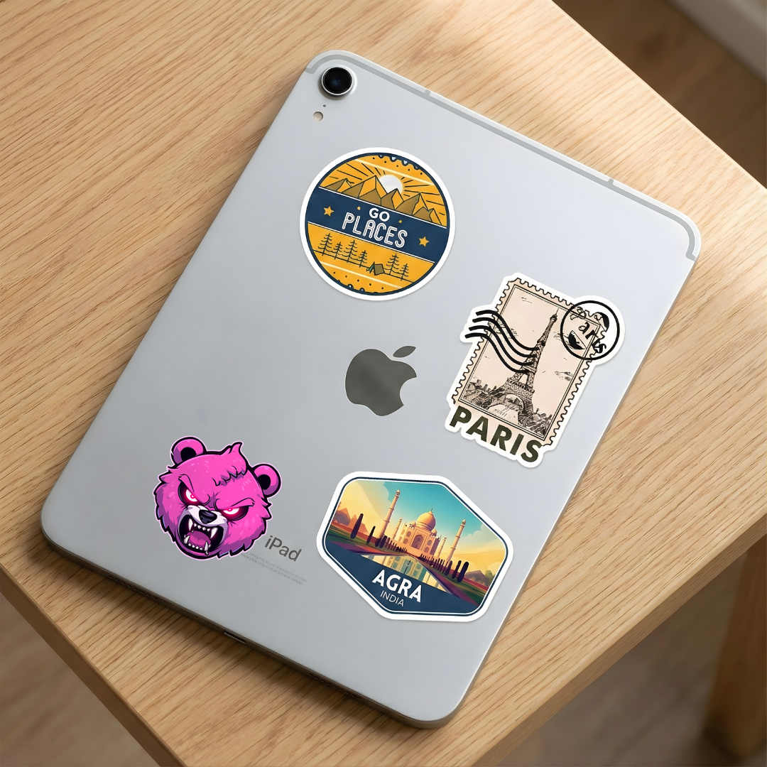 angry pink bear head sticker