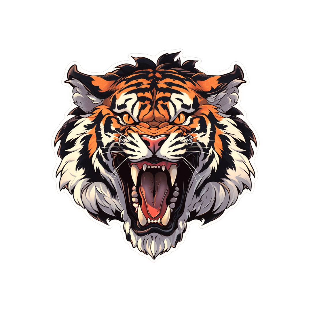 angry tiger head art sticker