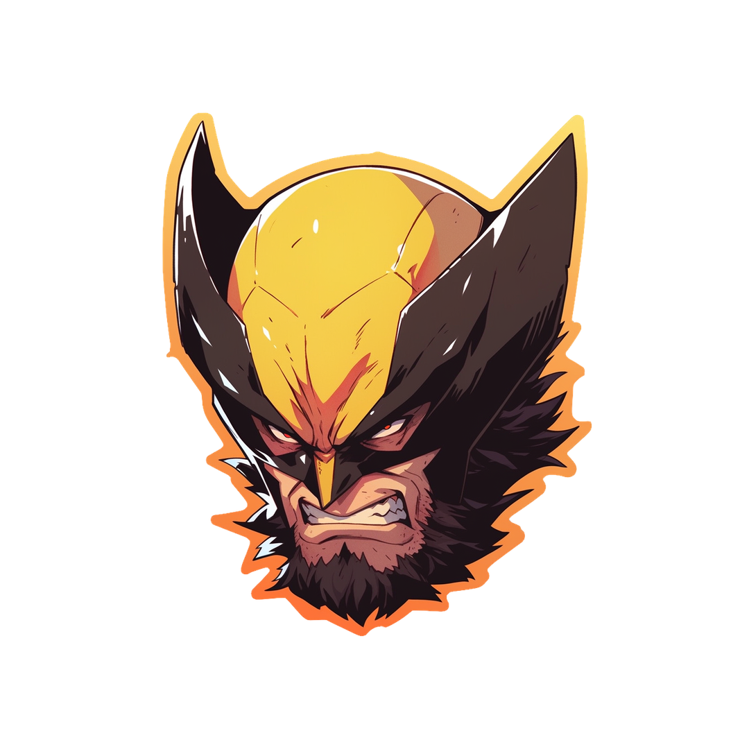 angry wolverine head orange stroke sticker