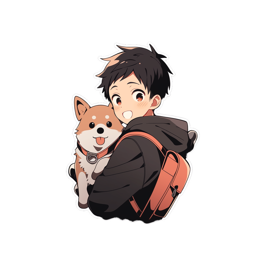 anime boy with shiba inu sticker