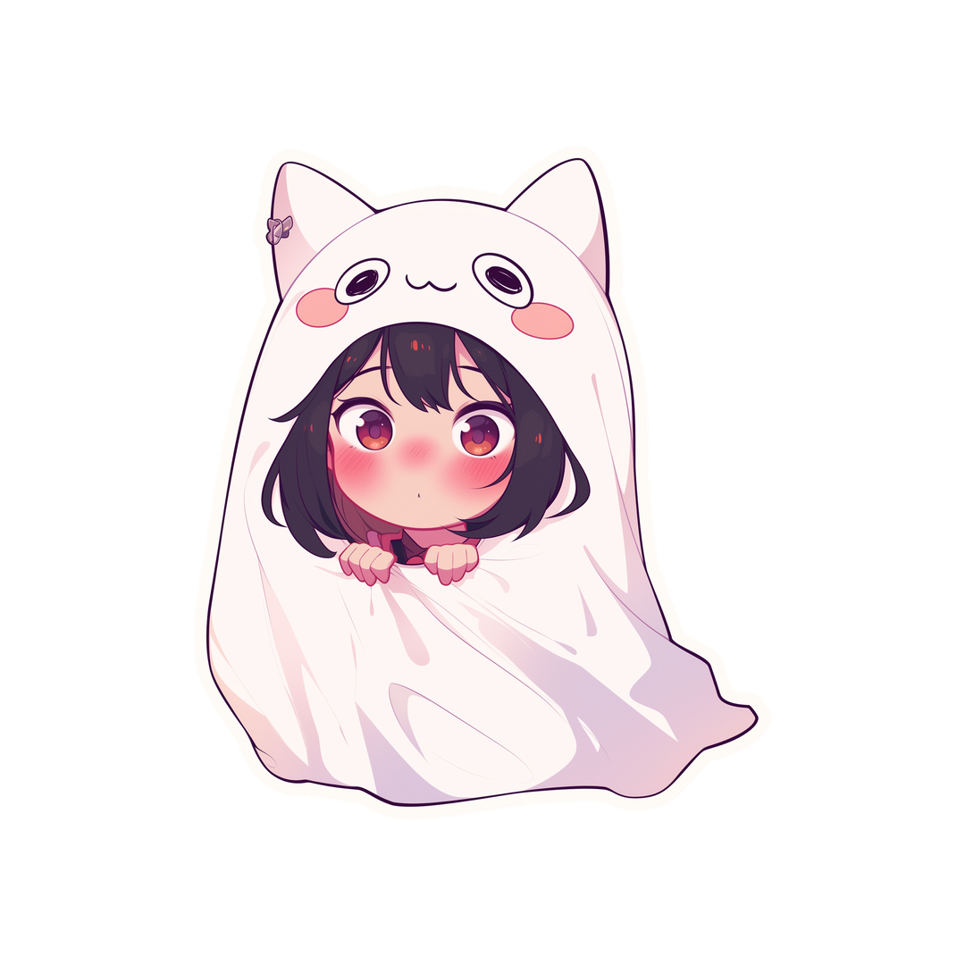 anime girl cat hood blanket sticker