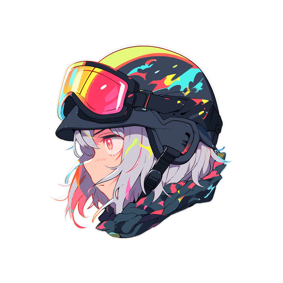 anime girl in colorful helmet sticker
