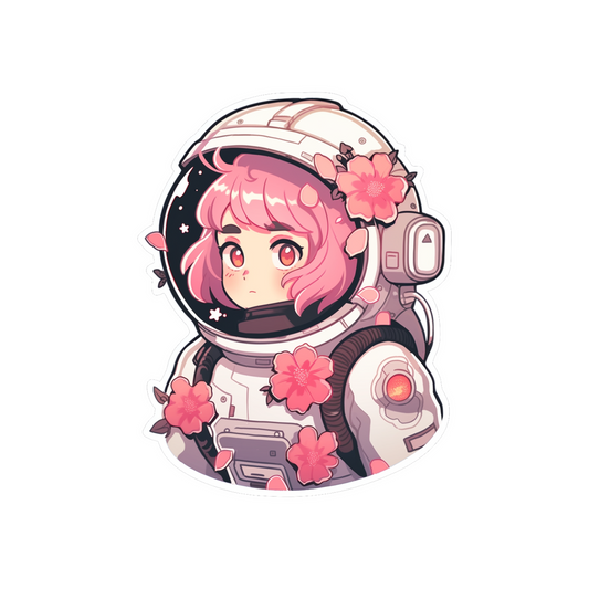 anime girl in floral space suit sticker