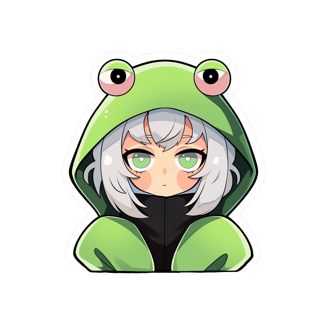 anime girl in frog costume sticker