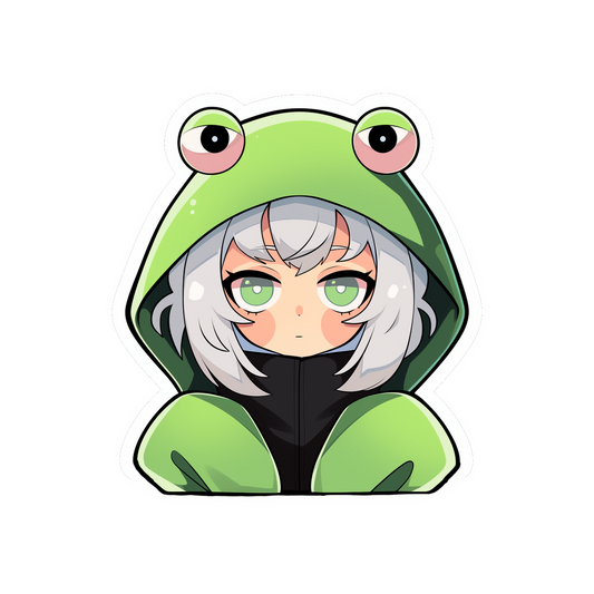 anime girl in frog costume sticker