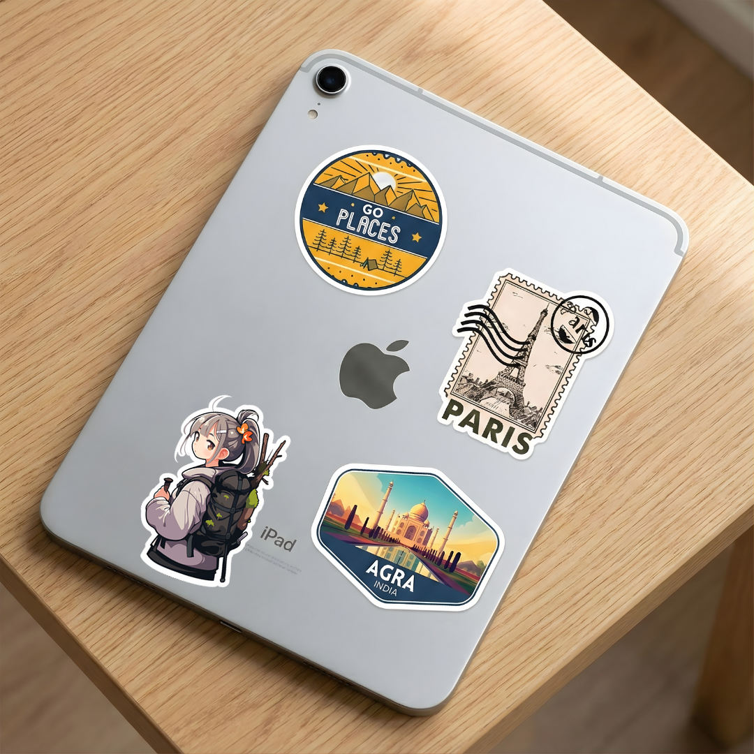 anime girl looking from behind hiking sticker