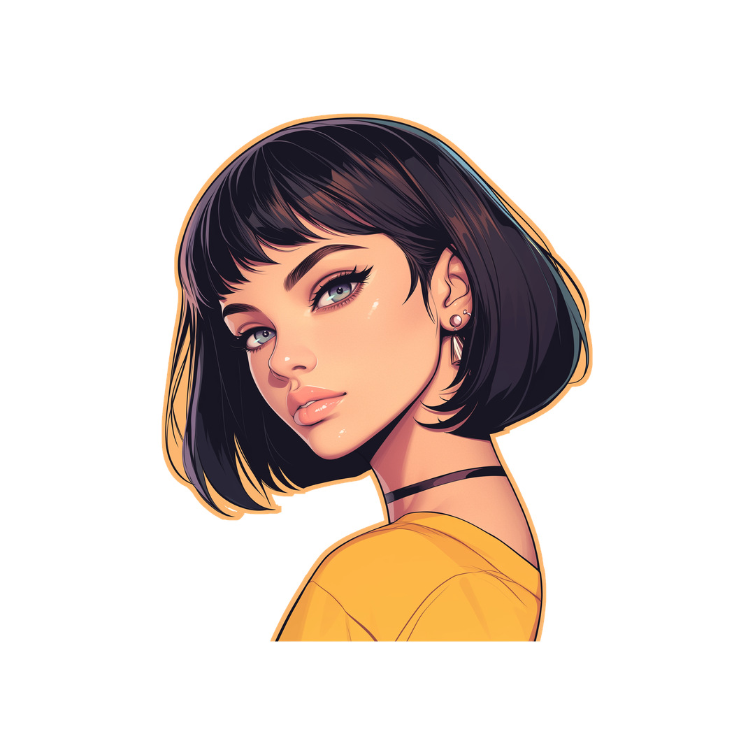 anime girl short hair sticker