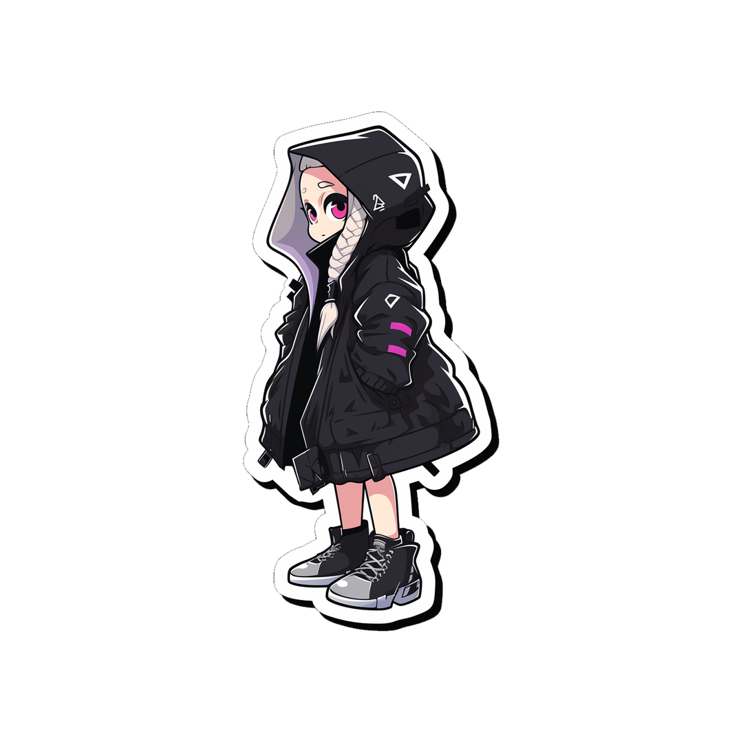 anime girl techwear jacket sticker