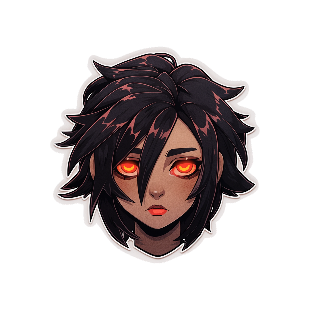 anime girl with glowing orange eyes sticker