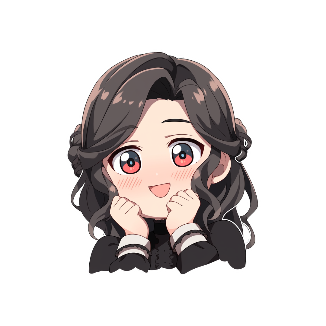 anime girl with lovestruck look sticker