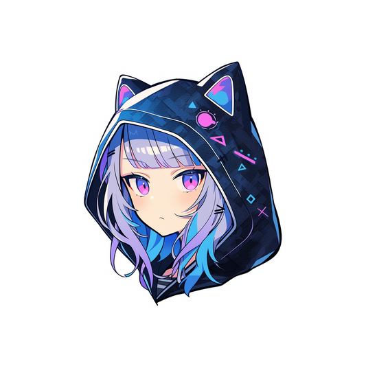 anime girl with pink purple eyes sticker