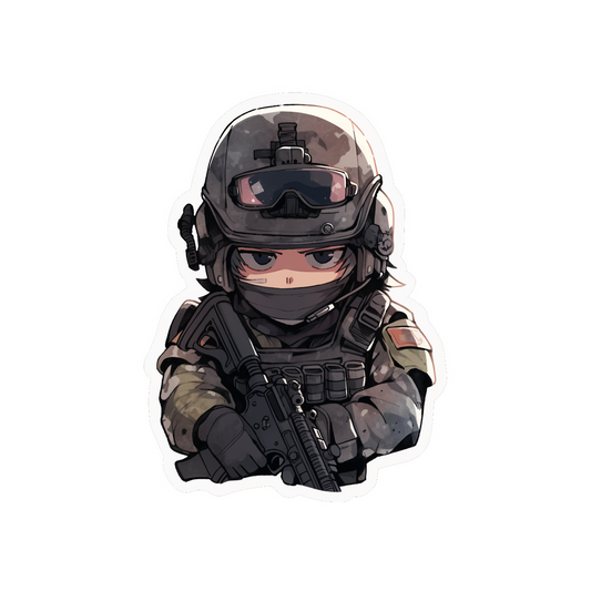 anime guy in gear and armed sticker