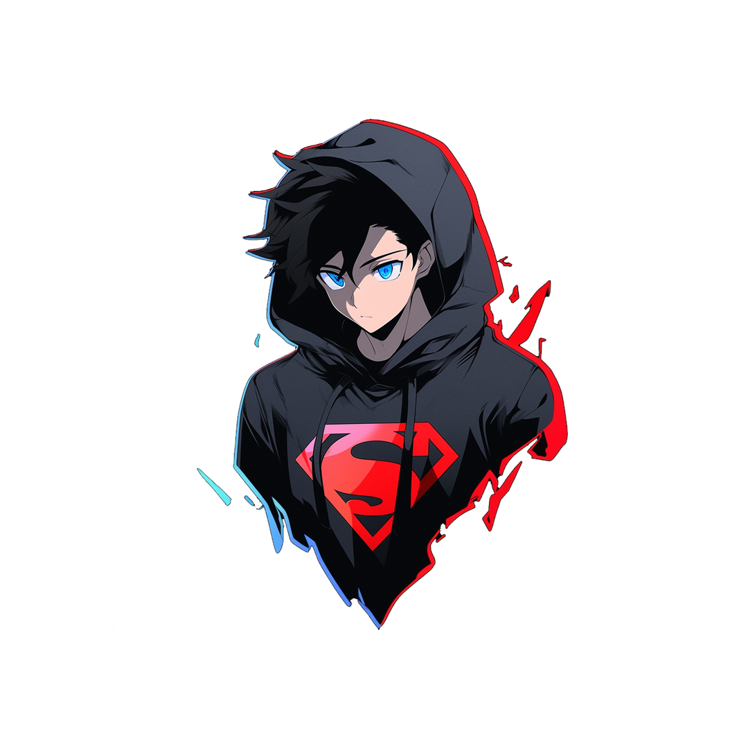 anime superman in a hoodie sticker