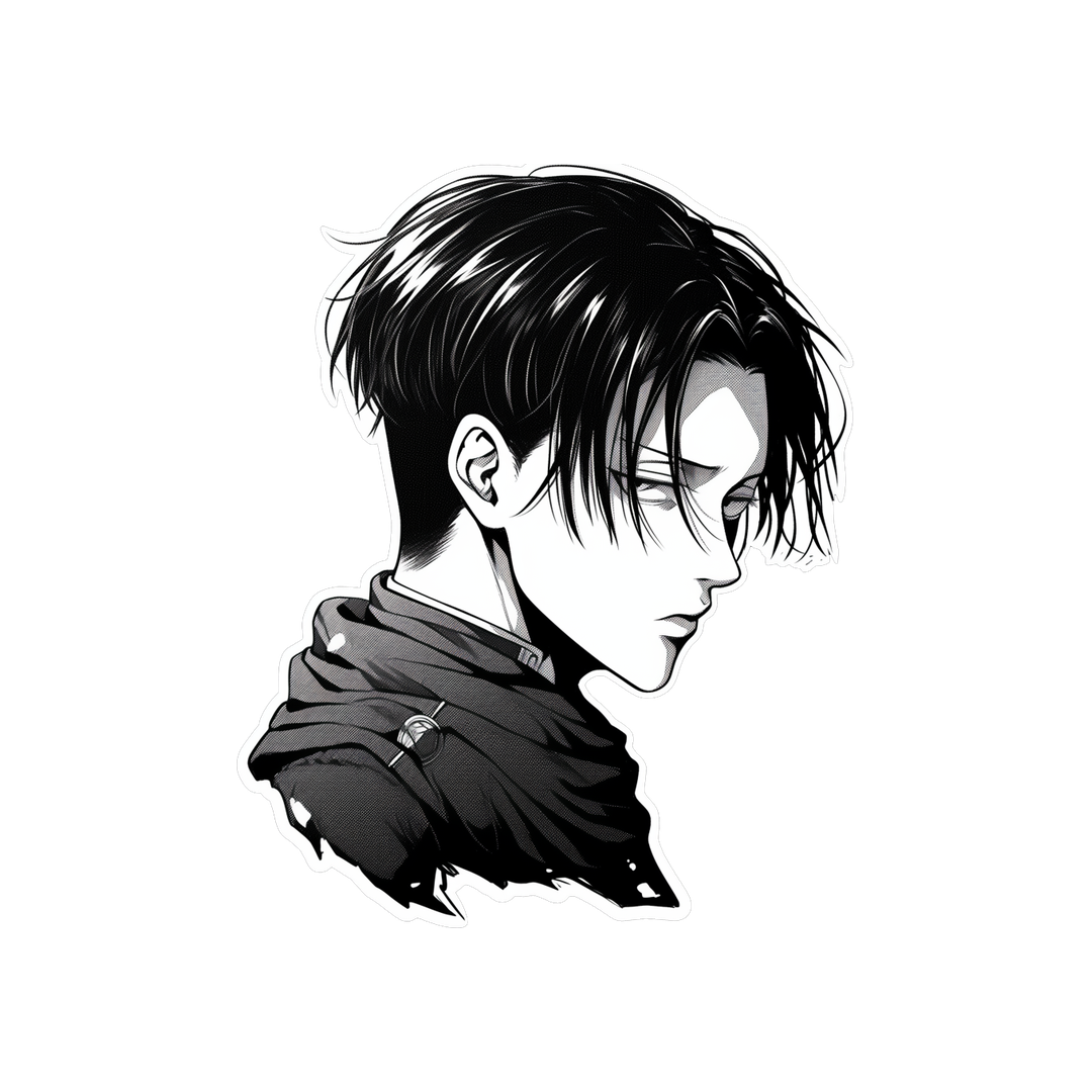 aot levi ackerman bw manga sticker