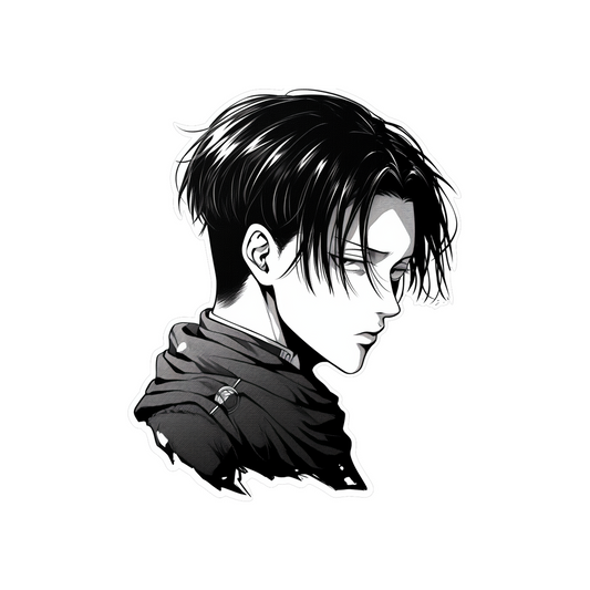 aot levi ackerman bw manga sticker