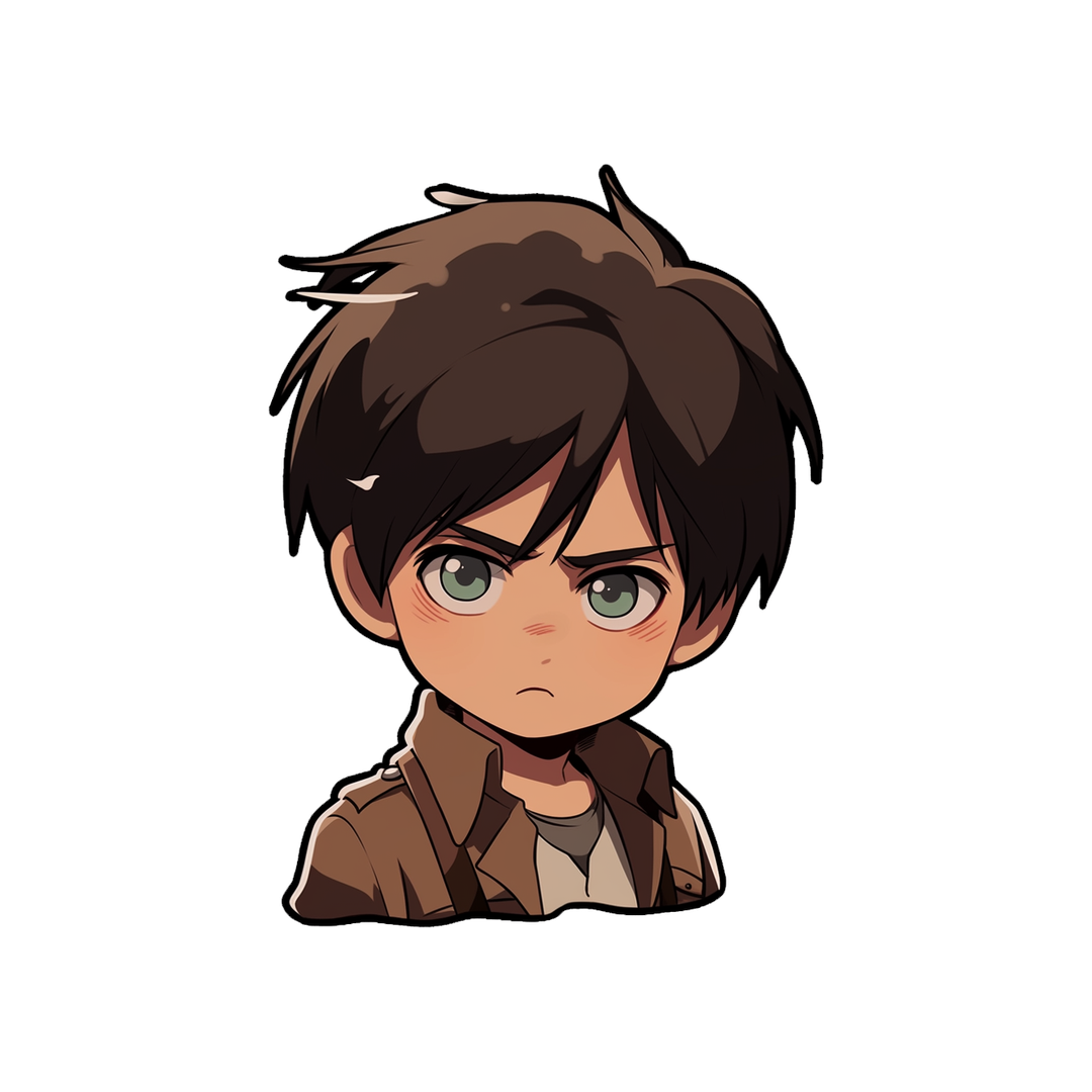 aot serious cute eren yeager kid sticker
