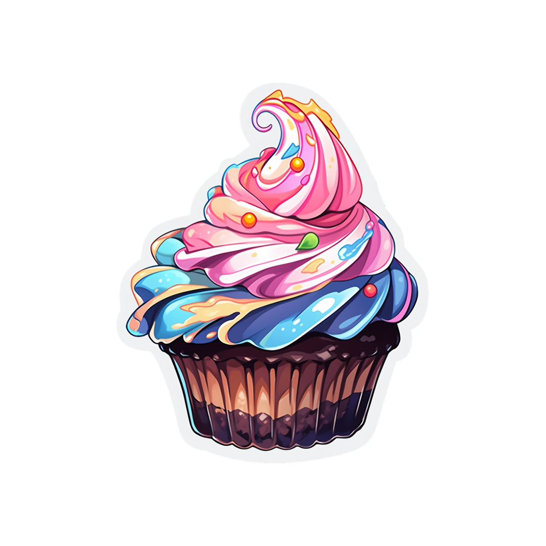 appetizing colorful cupcake sticker