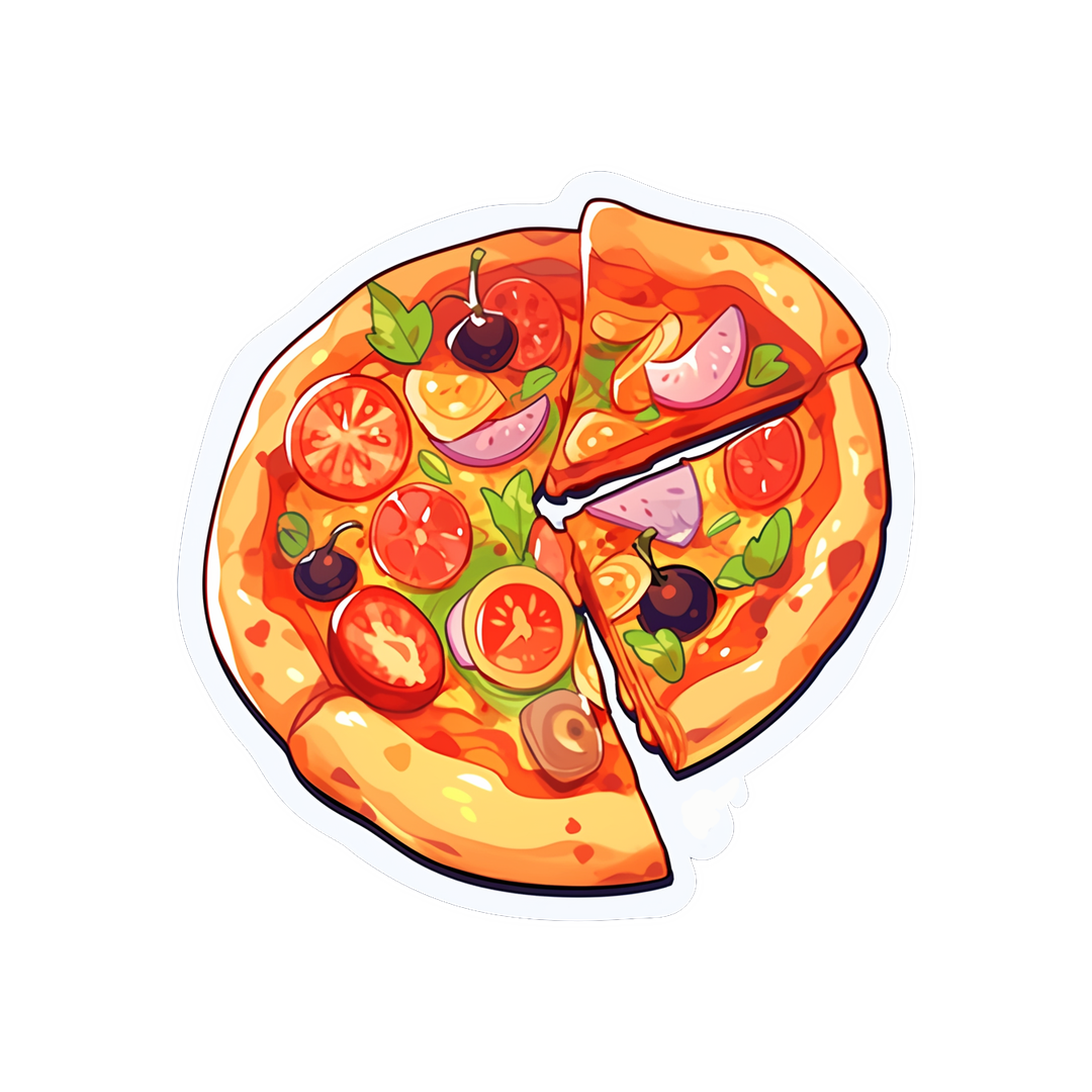 appetizing pizza cartoon sticker