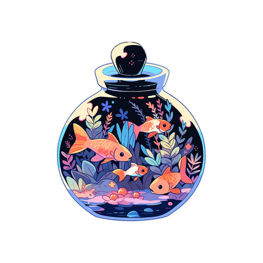 aquarium with orange fish sticker