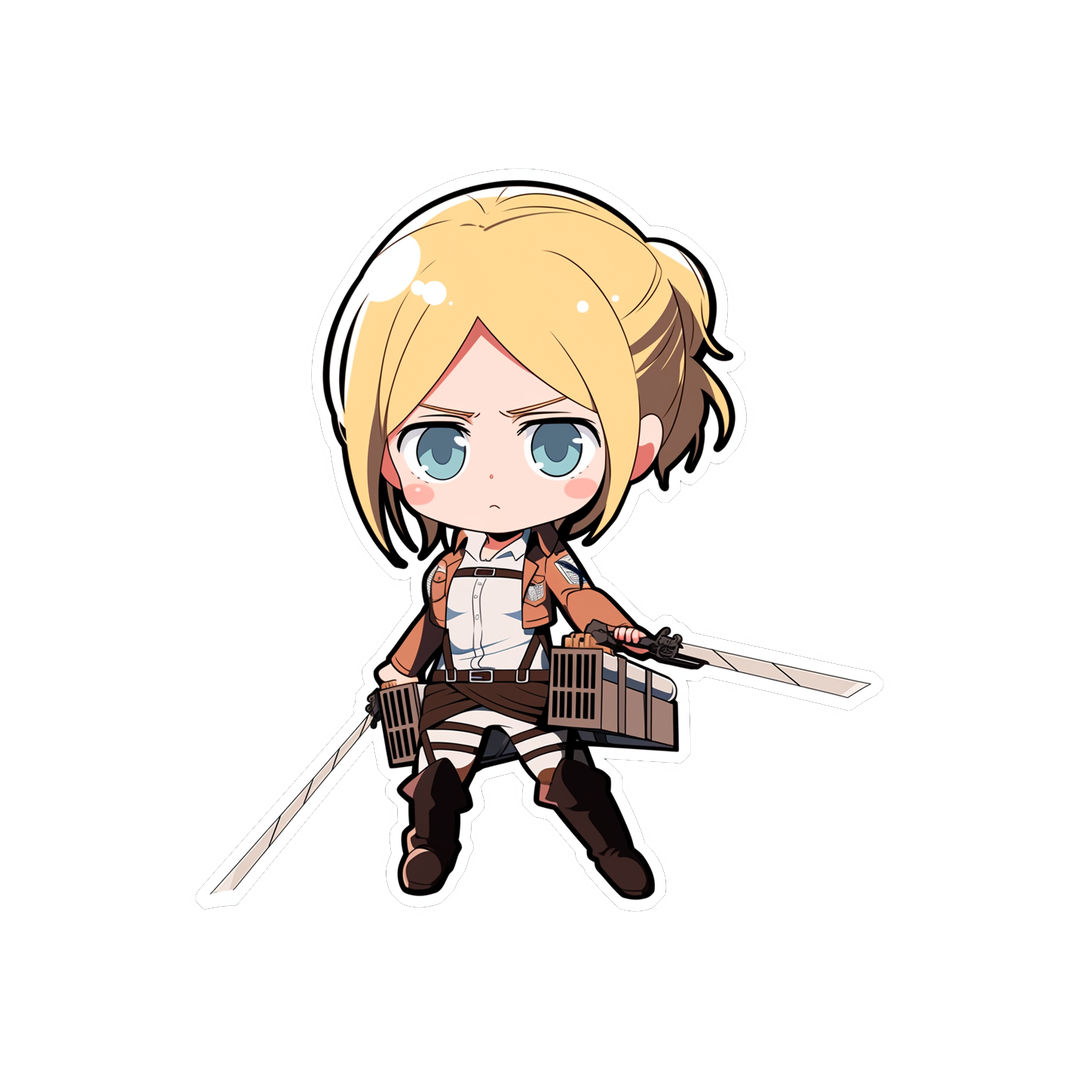 attack on titan chibi annie with swords sticker