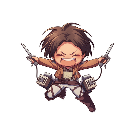 attack on titan eren fighting cute sticker