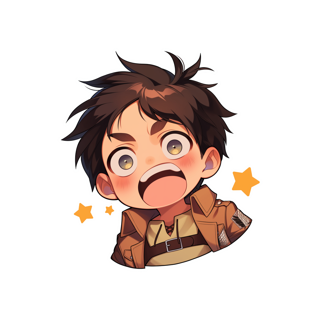 attack on titan shocked eren sticker