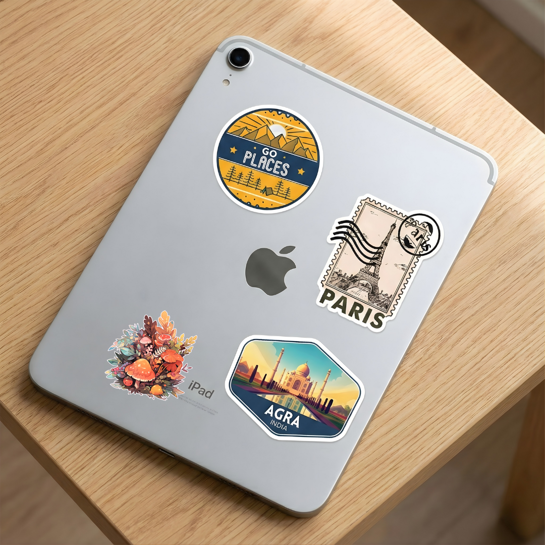 autumn leaves mushrooms composition sticker