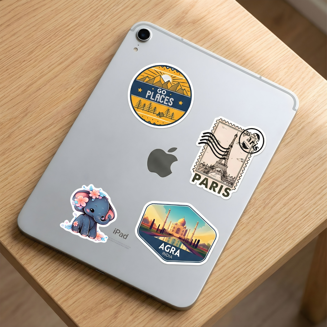 baby elephant with flowers sticker
