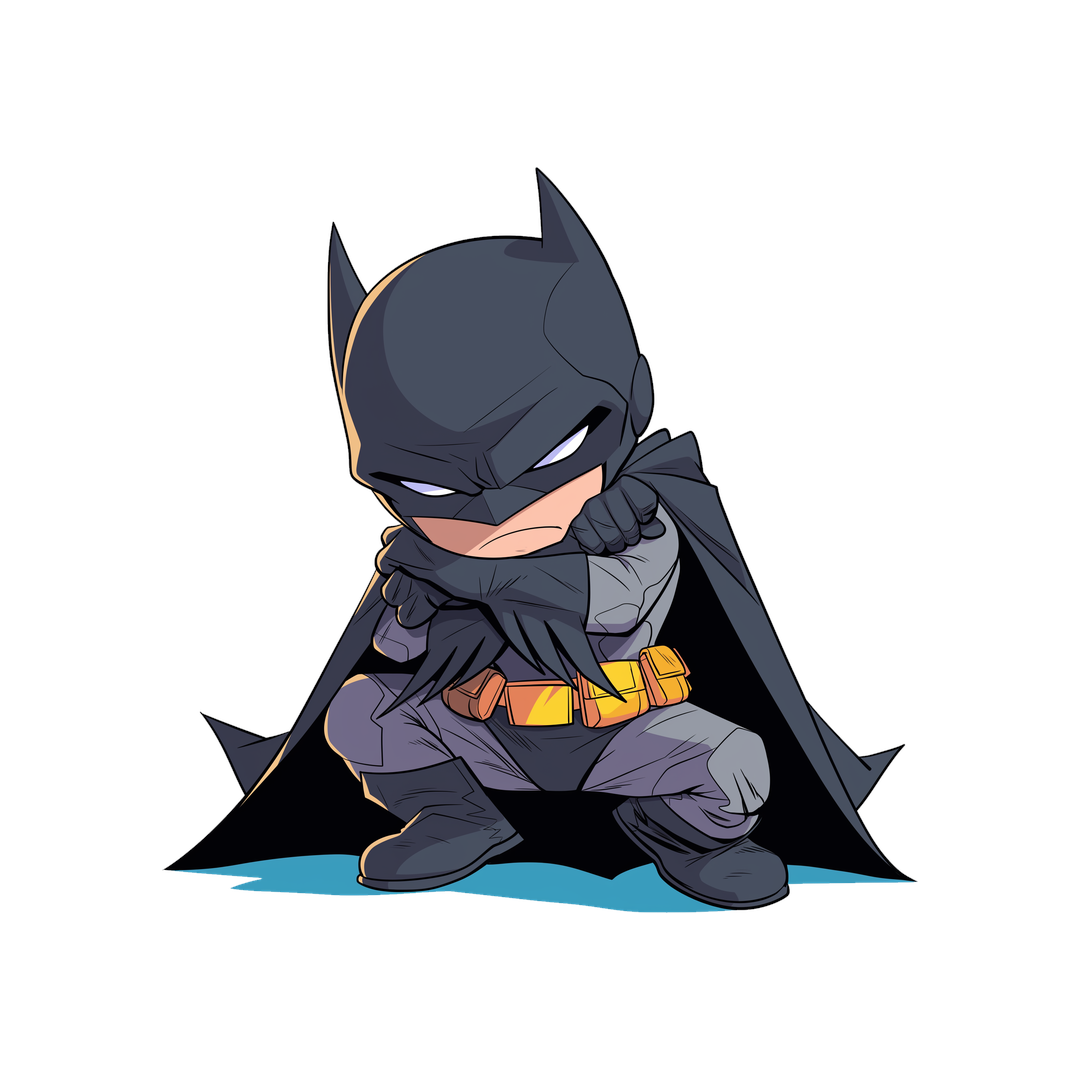 batman squatting chibi style sticker