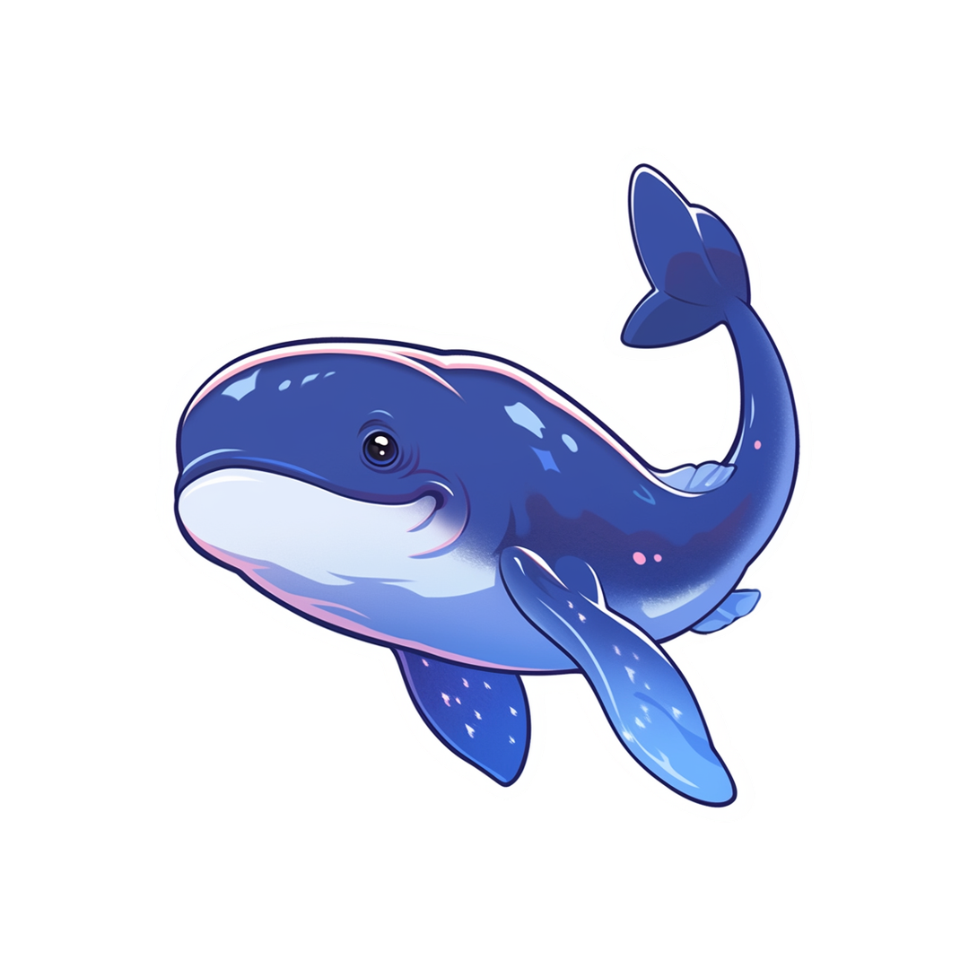 beautiful blue whale art sticker
