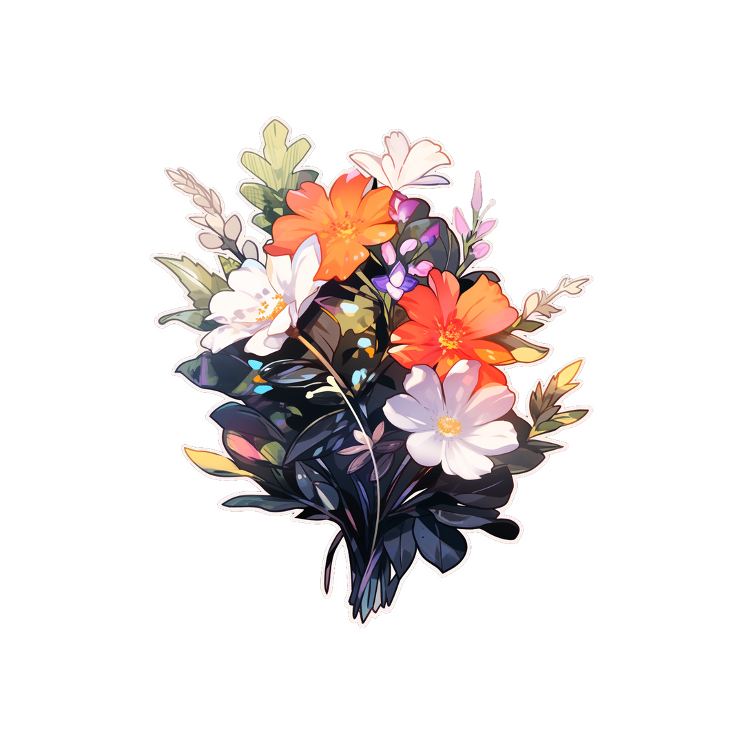 beautiful bouquet of white red flowers sticker