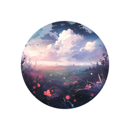 beautiful flower field round sticker