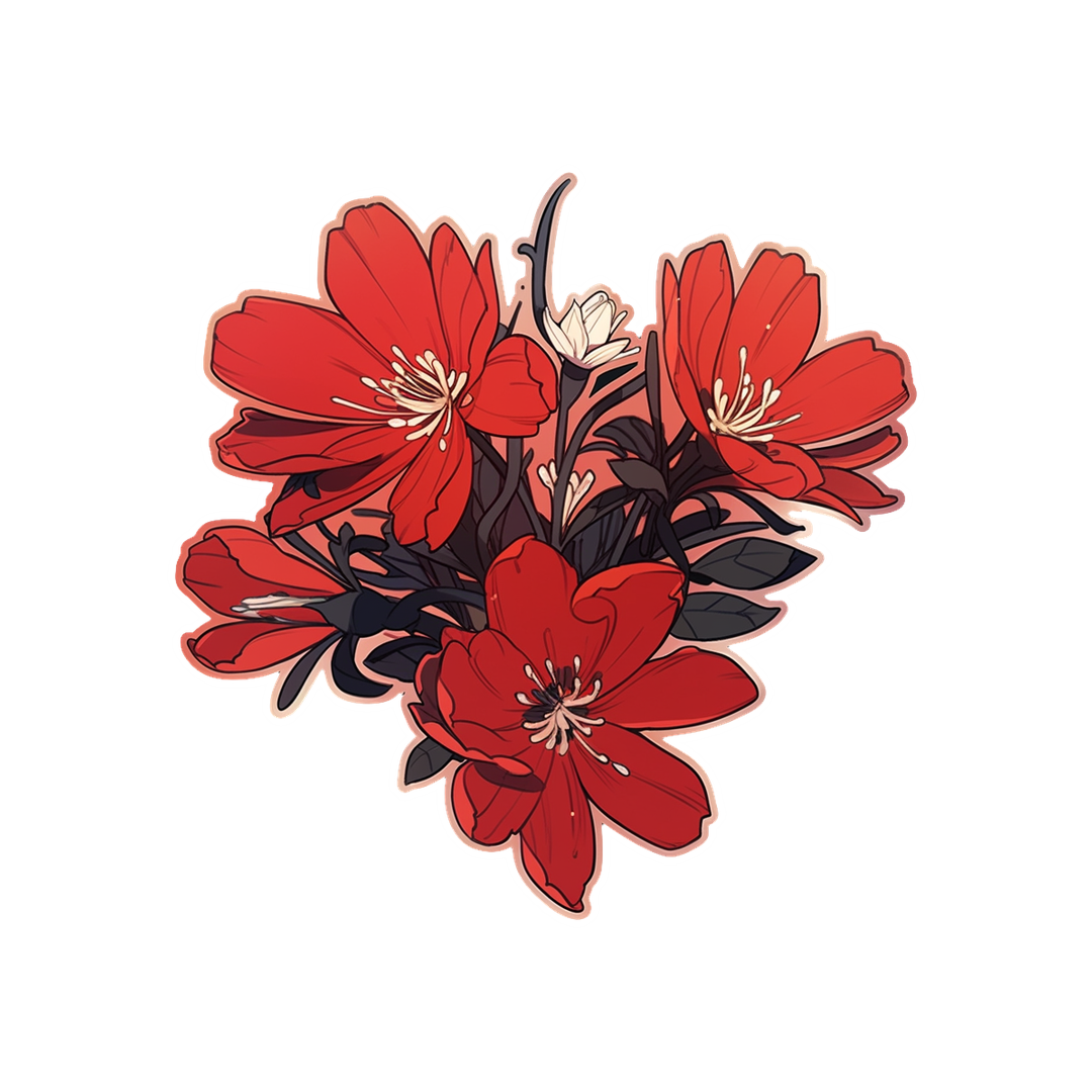 beautiful four red flowers sticker