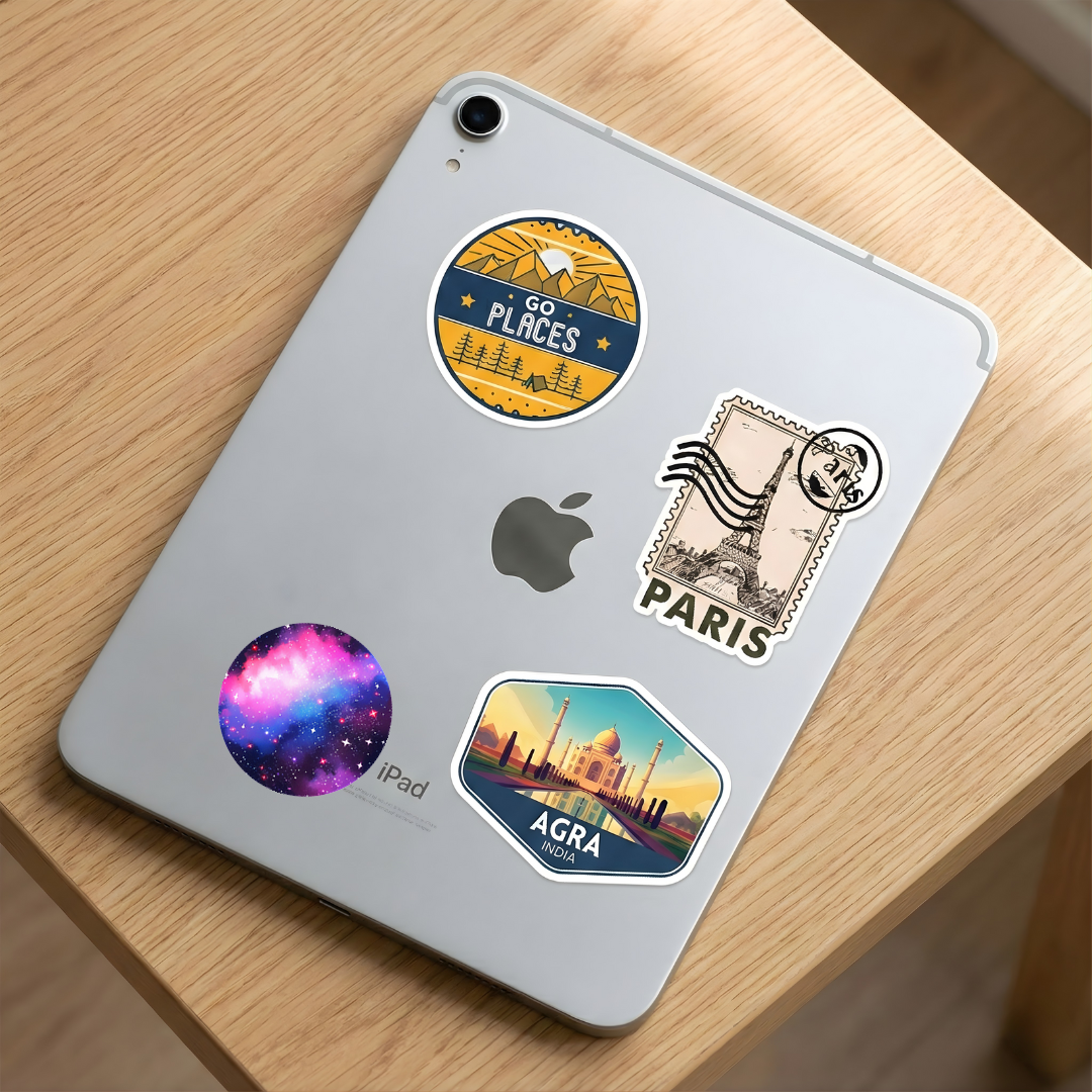 beautiful purple space round sticker