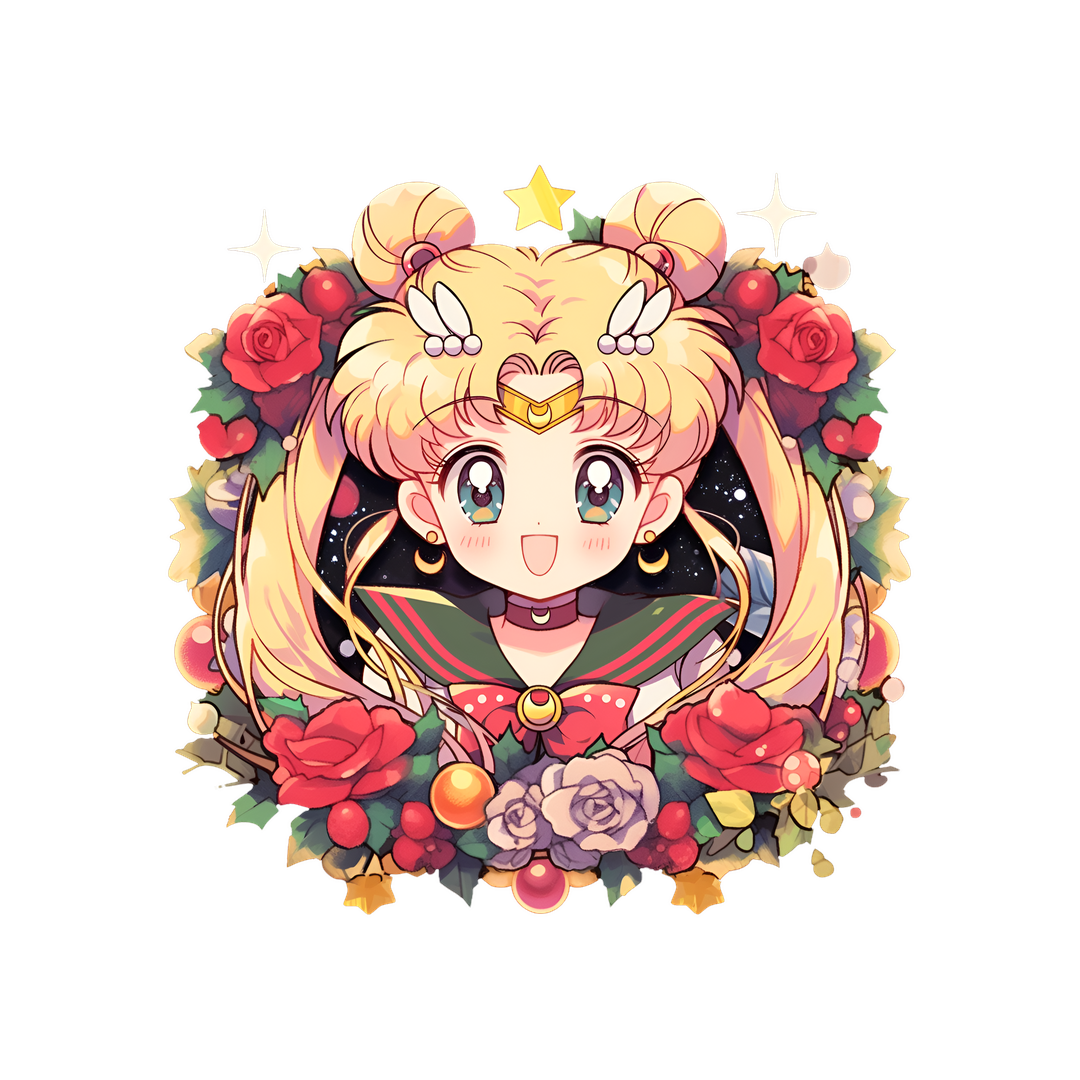 beautiful sailor moon in flowers sticker