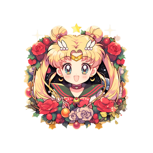 beautiful sailor moon in flowers sticker