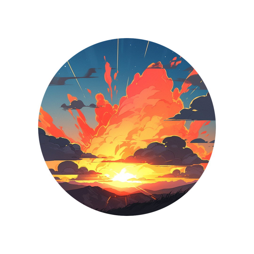 beautiful sunset clouds round sticker