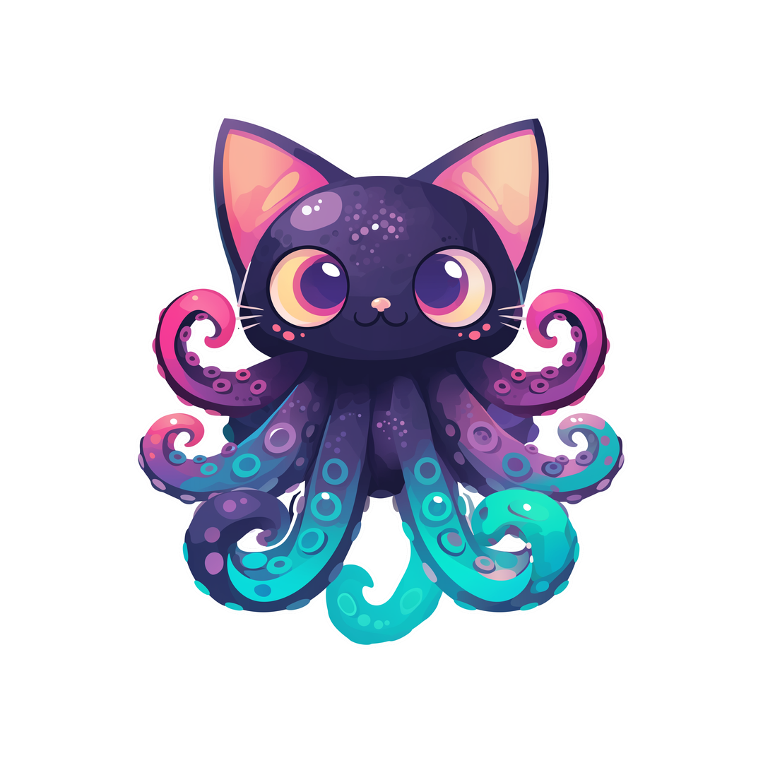 black cat octopus funny sticker