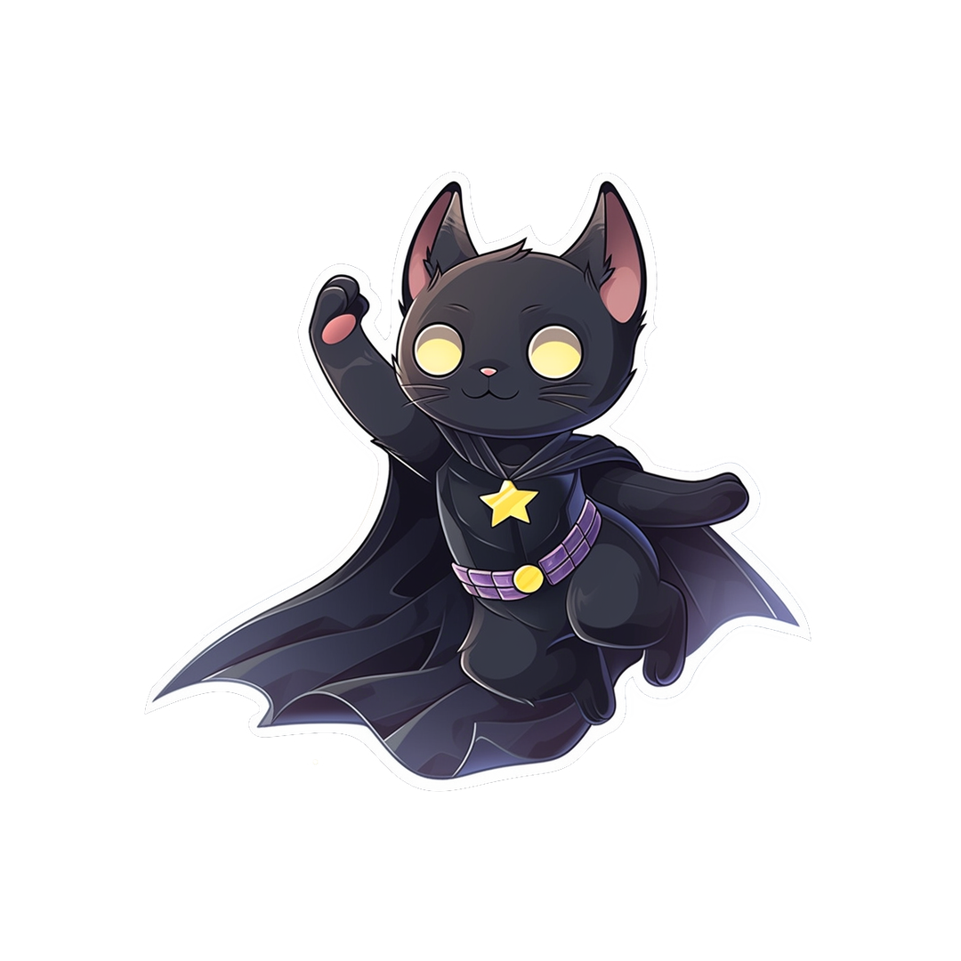 black cat superhero sticker