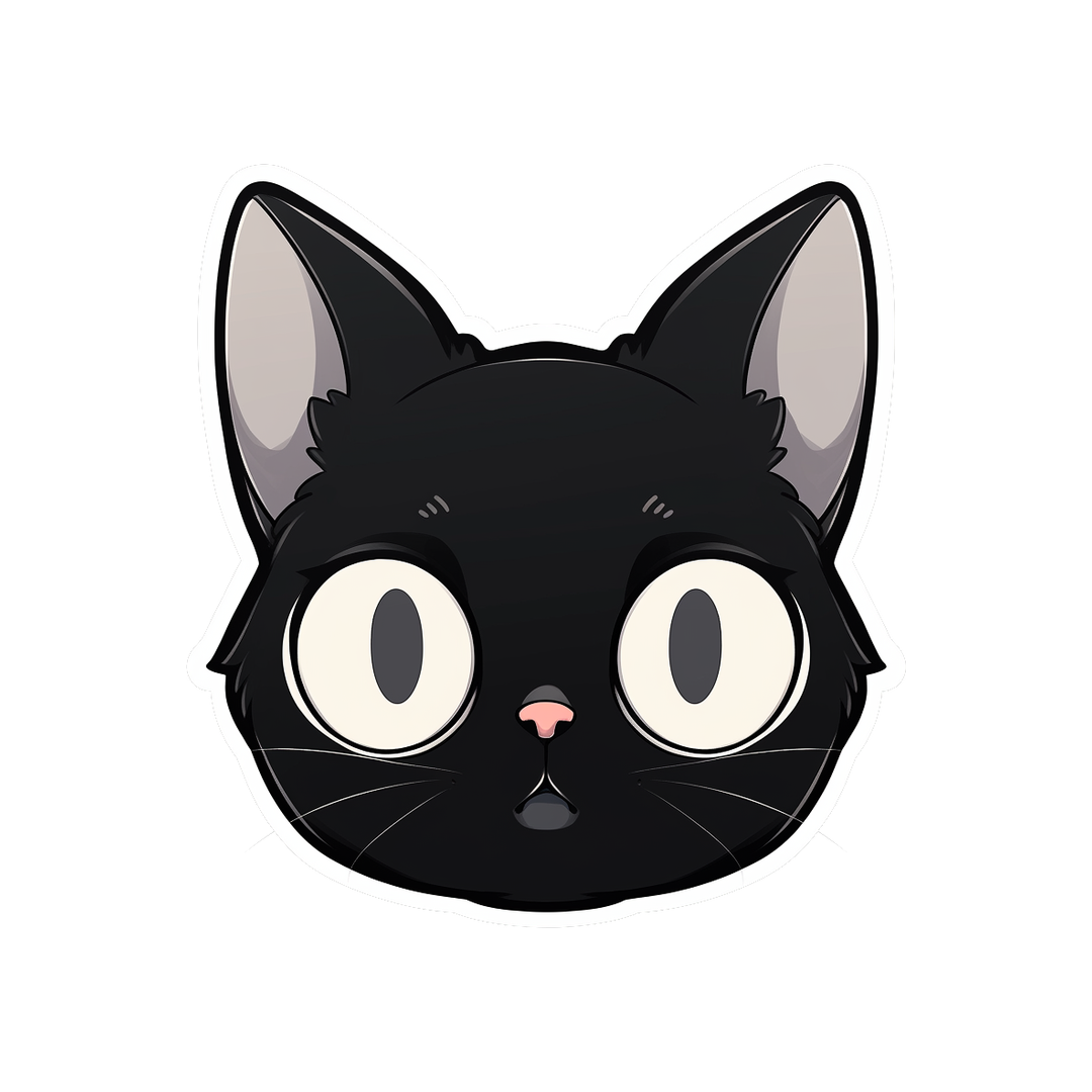 black cat with big ears sticker