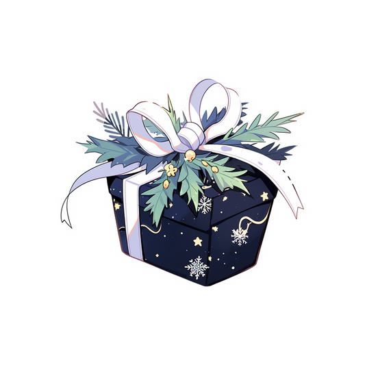 black christmas gift with bow sticker