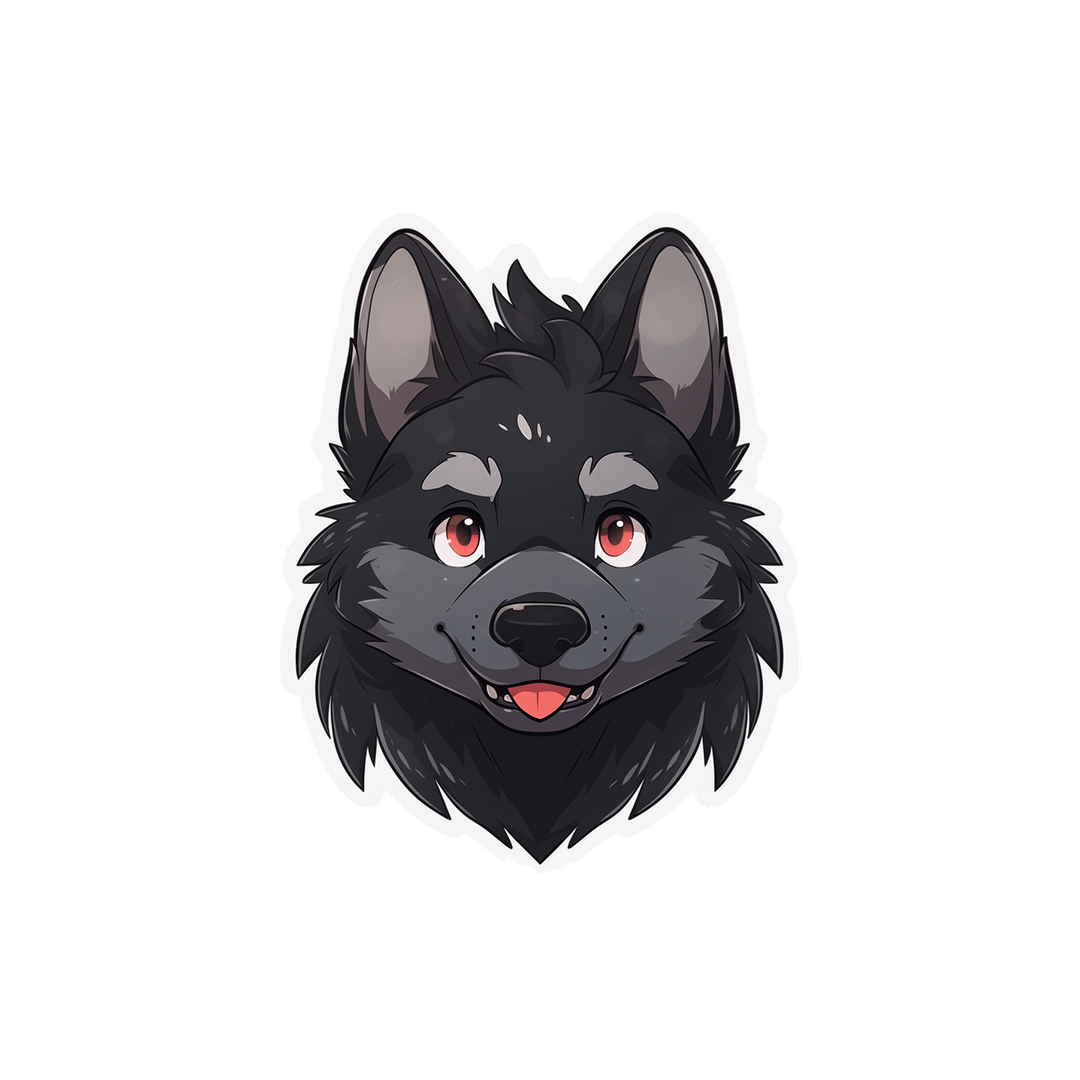 black cute dog head sticker