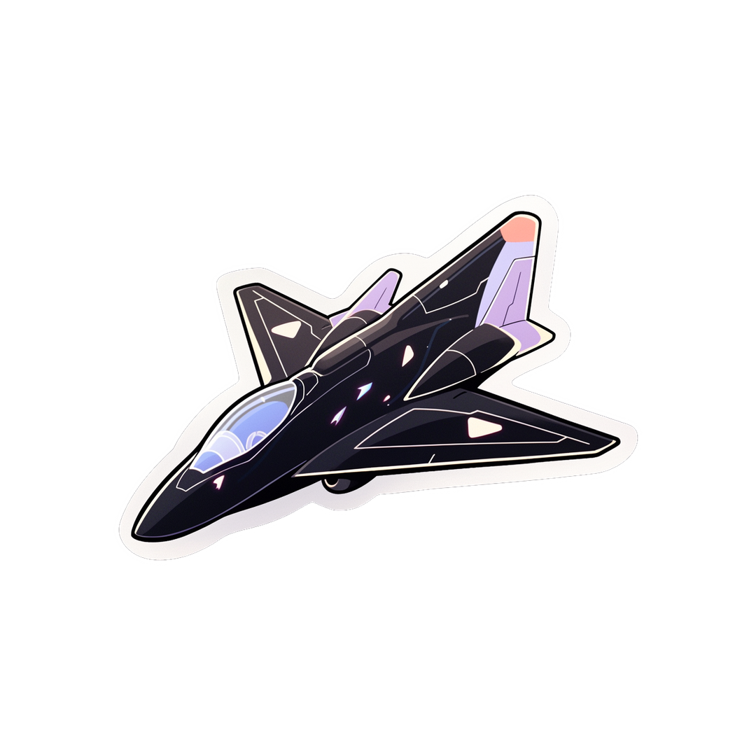 black fighter jet art sticker