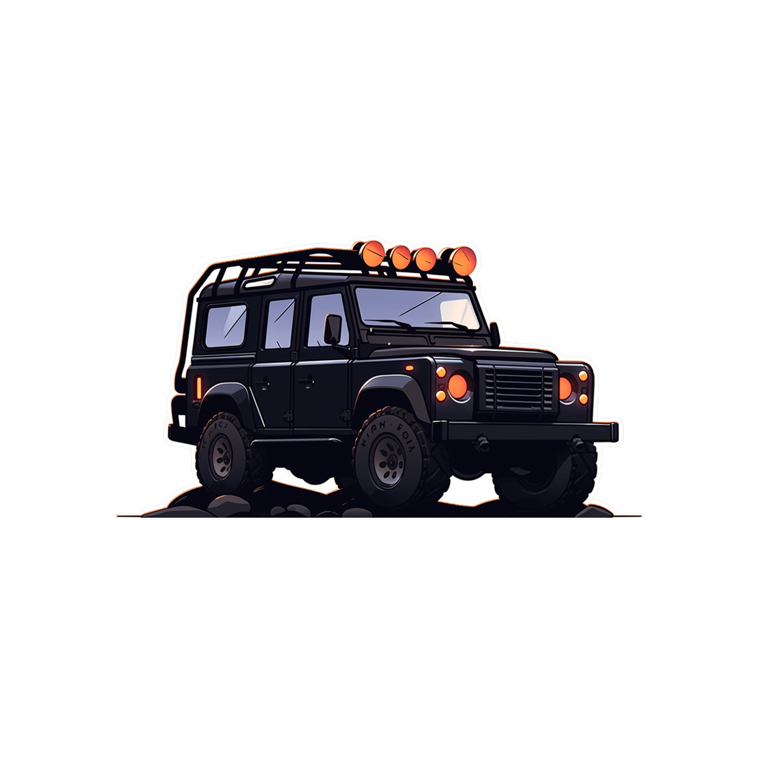 black land rover defender sticker