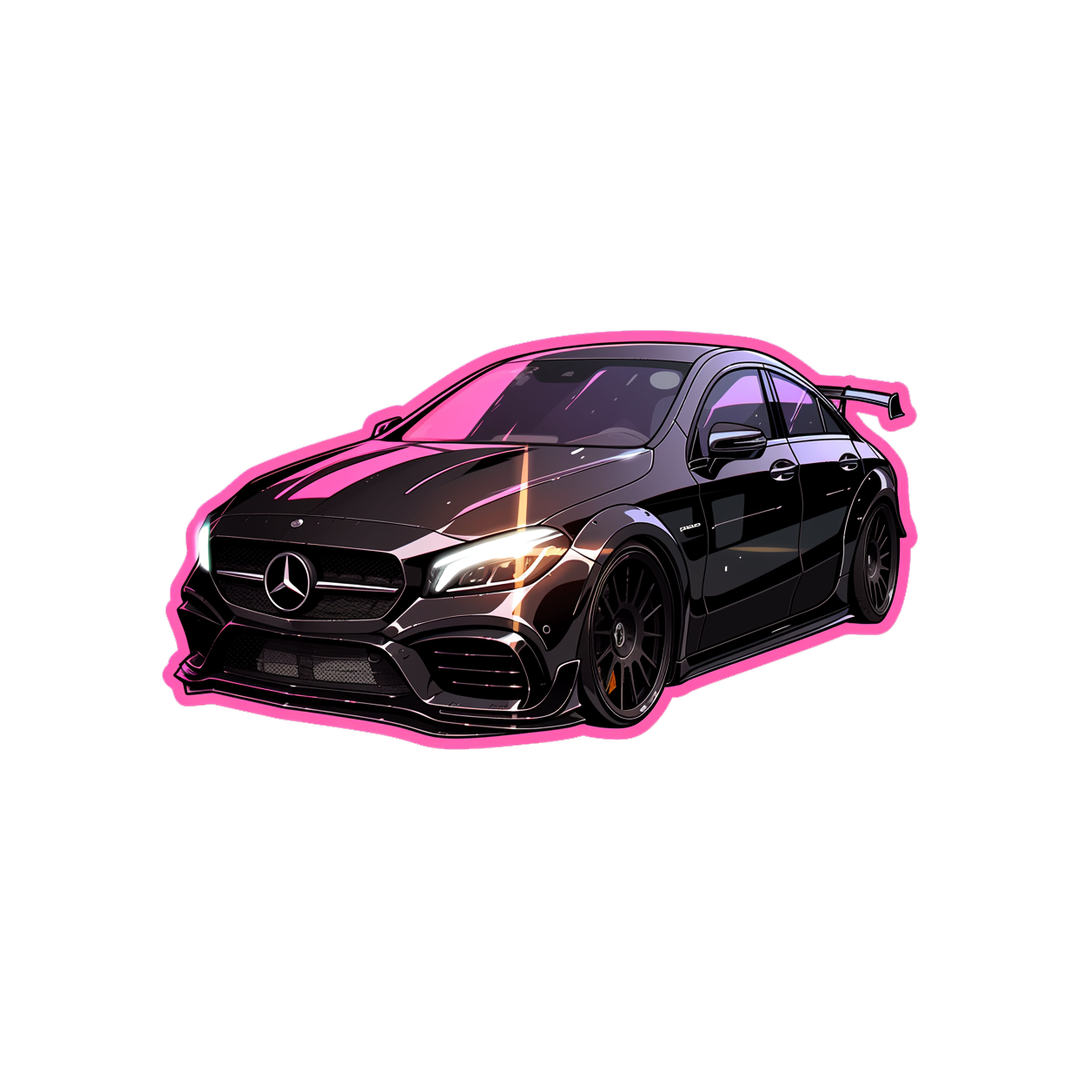 black mercedes benz cla pink stroke sticker