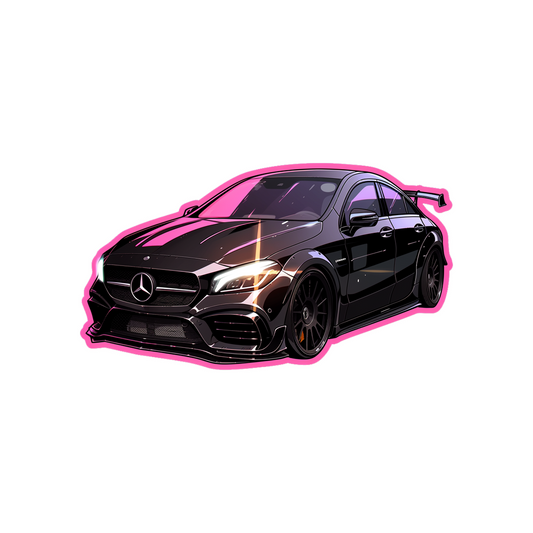 black mercedes benz cla pink stroke sticker
